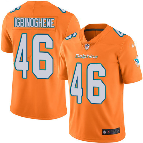 Nike Miami Dolphins 46 Noah Igbinoghene Orange Green Youth Stitched NFL Limited Rush Jersey